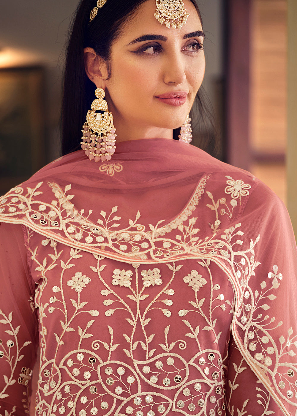 Dusty Pink Heavy Embroidered Anarkali Suit – myracouture